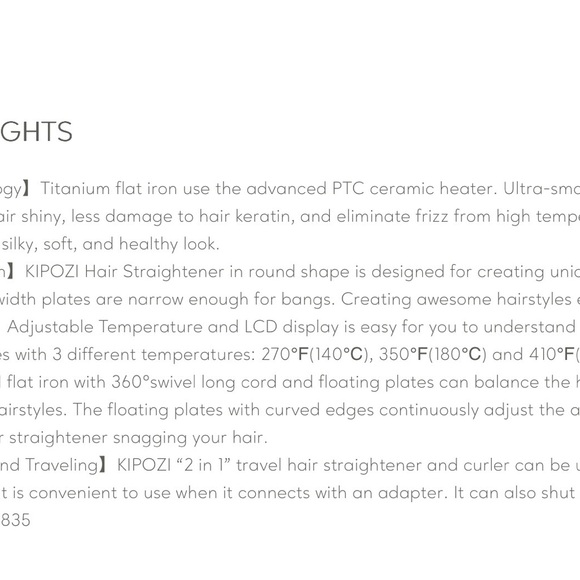 “New” KIPOZI Professional Hair Straightener Salon Flat Iron Hair Styler.  1 In - Picture 10 of 16